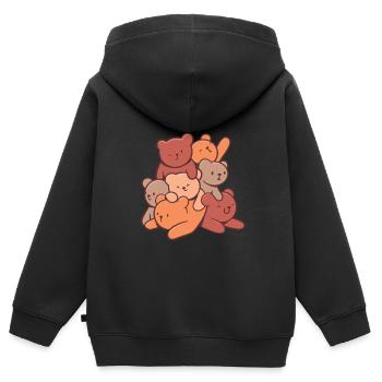Teddybär Kuscheltier Stofftier Kuscheln - Kinder Premium Organic Zip Hoodie - Schwarz - Hinten - AI Model Kid Male (0cm)