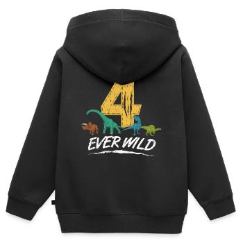 4 Ever Wild 4 Year Old Birthday Dino Gift - Kids Premium Organic Zip-up Hoodie - black - Back - AI Model Kid Male (0cm)