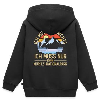 Ich muss nur zum Müritz Nationalpark - Kinder Premium Organic Zip Hoodie - Schwarz - Hinten - AI Model Kid Male (0cm)
