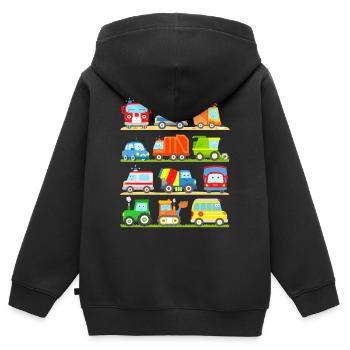 Voitures pour enfants bébés - Sweat Premium à capuche zippé enfant bio - noir - Dos - AI Model Kid Male (0cm)