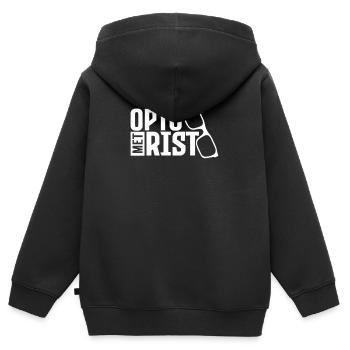 Opticien optométriste Optometrie Optique - Sweat Premium à capuche zippé enfant bio - noir - Dos - AI Model Kid Male (0cm)