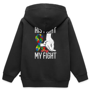 Autismus Bewusstsein - Kinder Premium Organic Zip Hoodie - Schwarz - Hinten - AI Model Kid Male (0cm)