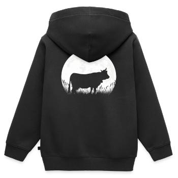 vache lune agriculteur agriculteur cadeau - Sweat Premium à capuche zippé enfant bio - noir - Dos - AI Model Kid Male (0cm)