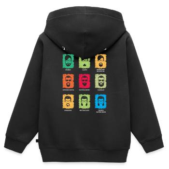 Types de barbes, barbe-cadeau, barbe - Sweat Premium à capuche zippé enfant bio - noir - Dos - AI Model Kid Male (0cm)