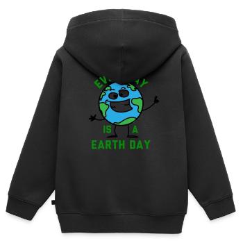 Tag der Erde, Tag der Erde, Tag der Erde, Tag der Erde - Kinder Premium Organic Zip Hoodie - Schwarz - Hinten - AI Model Kid Male (0cm)