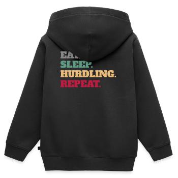 Essen Schlaf Hürden Wiederholen - Kinder Premium Organic Zip Hoodie - Schwarz - Hinten - AI Model Kid Male (0cm)