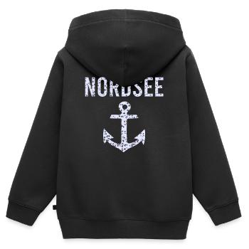 Nordsee - Kinder Premium Organic Zip Hoodie - Schwarz - Hinten - AI Model Kid Male (0cm)