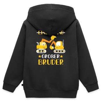 Einzelkind Großer Bruder 2022 Bagger - Kinder Premium Organic Zip Hoodie - Schwarz - Hinten - AI Model Kid Male (0cm)