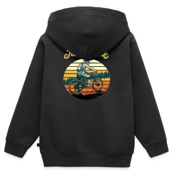 Vélos vélos vélo rétro vélo - Sweat Premium à capuche zippé enfant bio - noir - Dos - AI Model Kid Male (0cm)