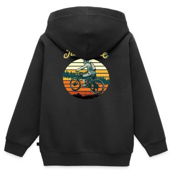 Vélos vélos vélo rétro vélo - Sweat Premium à capuche zippé enfant bio - noir - Dos - AI Model Kid Male (0cm)