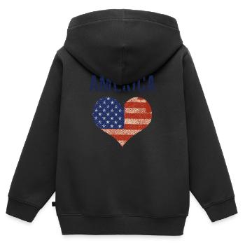 Amerika Herz - Kinder Premium Organic Zip Hoodie - Schwarz - Hinten - AI Model Kid Male (0cm)