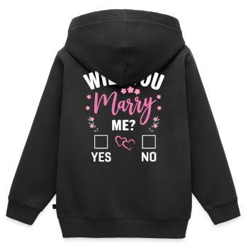 Do you want to marry me? | Marriage proposal Propose - Kids Premium Organic Zip-up Hoodie - black - Back - AI Model Kid Male (0cm)