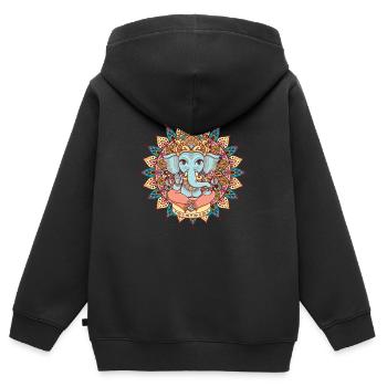 Ganesha Figur Yoga Mandala - Kinder Premium Organic Zip Hoodie - Schwarz - Hinten - AI Model Kid Male (0cm)