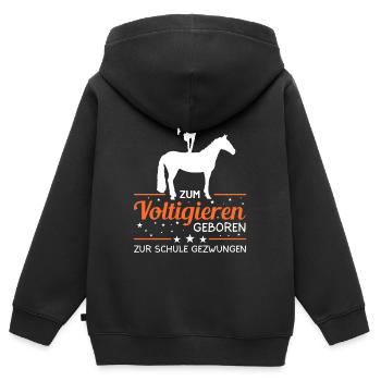 Voltigieren - Kinder Premium Organic Zip Hoodie - Schwarz - Hinten - AI Model Kid Male (0cm)