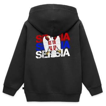 Serbien Flagge Balkan Jugoslawien Srbija Geschenk - Kinder Premium Organic Zip Hoodie - Schwarz - Hinten - AI Model Kid Male (0cm)