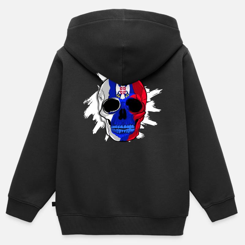 Serbie - Sweat Premium à capuche zippé enfant bio - noir