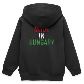Ungarn - Kinder Premium Organic Zip Hoodie - Schwarz - Hinten - AI Model Kid Male (0cm)