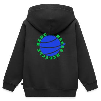 Environnement, Changement climatique, Changement climatique - Sweat Premium à capuche zippé enfant bio - noir - Dos - AI Model Kid Male (0cm)