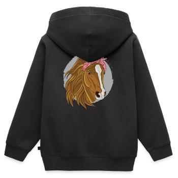 Reiter Pferdeliebhaber Pferde Bandana Reiterhof - Kinder Premium Organic Zip Hoodie - Schwarz - Hinten - AI Model Kid Male (0cm)