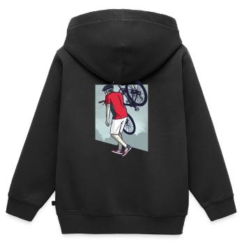 Vélo Vélo Vélo - Sweat Premium à capuche zippé enfant bio - noir - Dos - AI Model Kid Male (0cm)
