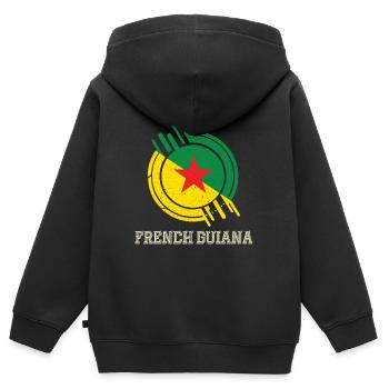 Französisch-Guayana Runder Schild Landesfarben - Kinder Premium Organic Zip Hoodie - Schwarz - Hinten - AI Model Kid Male (0cm)