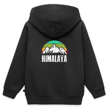 Himalaya Retro Berge Gebirge Bergsteiger - Kinder Premium Organic Zip Hoodie - Schwarz - Hinten - AI Model Kid Male (0cm)