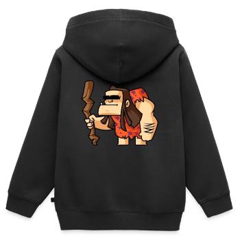 Funny Comic Neanderthals - Kids Premium Organic Zip-up Hoodie - black - Back - AI Model Kid Male (0cm)