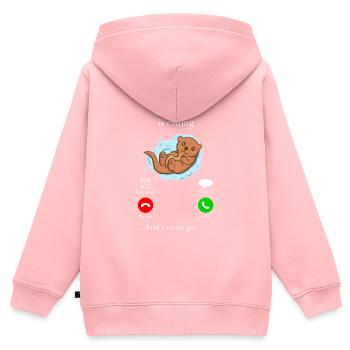 Loutres - Sweat Premium à capuche zippé enfant bio - rose - Dos - AI Model Kid Female (0cm)