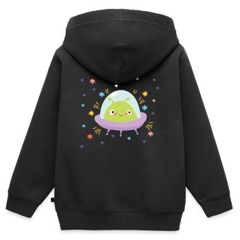Doux OVNI De l’espace Alien Alien - Sweat Premium à capuche zippé enfant bio - noir - Dos - AI Model Kid Male (0cm)