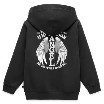 Mon frère Est Mon Guardian Ange, Frère DeUil - Sweat Premium à capuche zippé enfant bio - noir - Dos - AI Model Kid Male (0cm)
