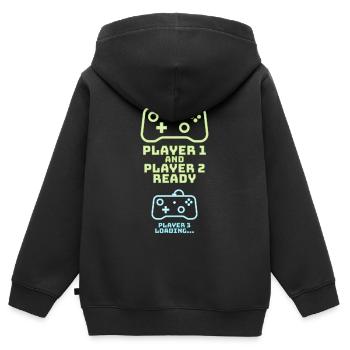 Player 1 2 Gamer Geburt Baby Konsole Geschenk - Kinder Premium Organic Zip Hoodie - Schwarz - Hinten - AI Model Kid Male (0cm)