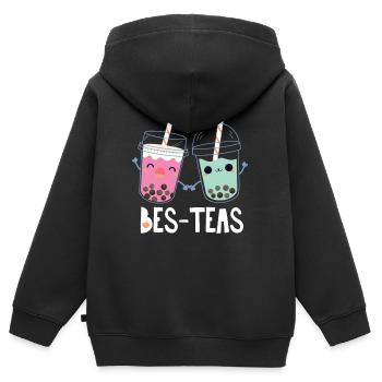 Bubble Tea - Sweat Premium à capuche zippé enfant bio - noir - Dos - AI Model Kid Male (0cm)