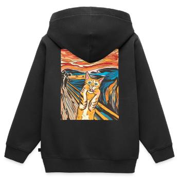 The Scream Der Schrei Parodie Katze Katzenbesitzer - Kinder Premium Organic Zip Hoodie - Schwarz - Hinten - AI Model Kid Male (0cm)