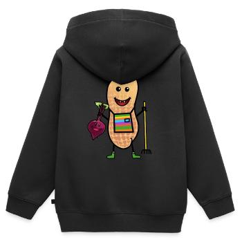Cacahuètes Freak Bauer Bio Bio-Légumes Culture - Sweat Premium à capuche zippé enfant bio - noir - Dos - AI Model Kid Male (0cm)