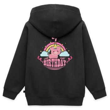 4 anniversaire de porc - Sweat Premium à capuche zippé enfant bio - noir - Dos - AI Model Kid Male (0cm)
