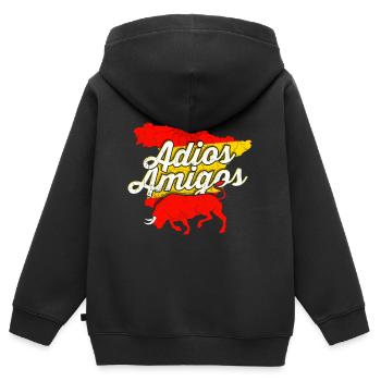 Spanien - Kinder Premium Organic Zip Hoodie - Schwarz - Hinten - AI Model Kid Male (0cm)