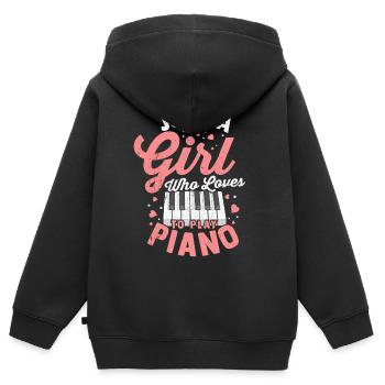 Piano Piano Piano Piano Digital Piano Music Girl - Kids Premium Organic Zip-up Hoodie - black - Back - AI Model Kid Male (0cm)