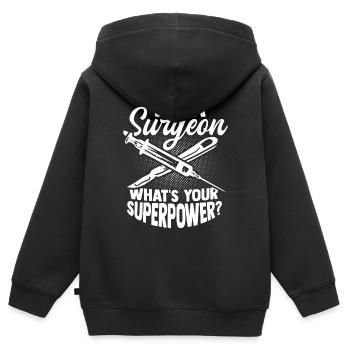 Chirurg - Kinder Premium Organic Zip Hoodie - Schwarz - Hinten - AI Model Kid Male (0cm)