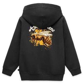 Arbeitsbiene, Fleissig - Kinder Premium Organic Zip Hoodie - Schwarz - Hinten - AI Model Kid Male (0cm)