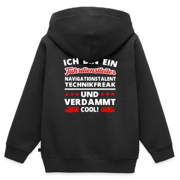 Fahrdienstleiter und Eisenbahner Lokomotive Bahn - Kinder Premium Organic Zip Hoodie - Schwarz - Hinten - AI Model Kid Male (0cm)