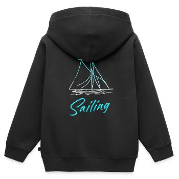 Segeln - Kinder Premium Organic Zip Hoodie - Schwarz - Hinten - AI Model Kid Male (0cm)