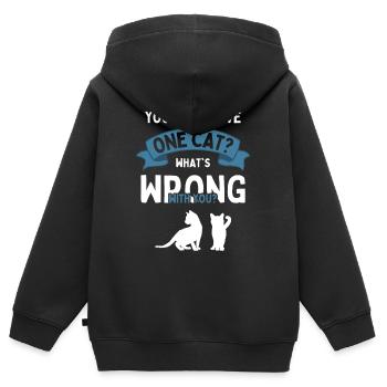 Deux chats rengaine chat ami chat Cat - Sweat Premium à capuche zippé enfant bio - noir - Dos - AI Model Kid Male (0cm)
