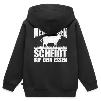 Fleischessen, Grillen BBQ, Anti Vegetarier - Kinder Premium Organic Zip Hoodie - Schwarz - Hinten - AI Model Kid Male (0cm)