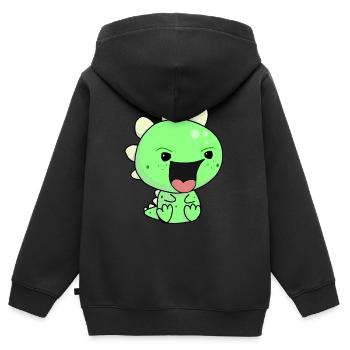 Bébé Dragon Cri de bouche grande gueule - Sweat Premium à capuche zippé enfant bio - noir - Dos - AI Model Kid Male (0cm)