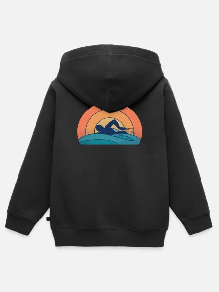 Swimmer swimming water sports retro - Kids Premium Organic Zip-up Hoodie - black