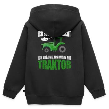 Traktor Schnarchen Trekker Schlepper Landwirt - Kinder Premium Organic Zip Hoodie - Schwarz - Hinten - AI Model Kid Male (0cm)