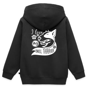 Bull terrier - Sweat Premium à capuche zippé enfant bio - noir - Dos - AI Model Kid Male (0cm)