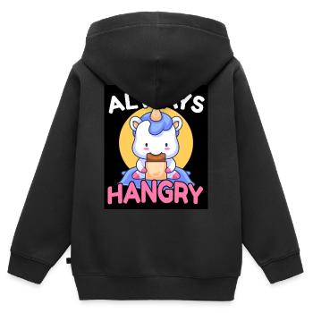 Always Hangry Bonbons Licorne Faim Cadeau - Sweat Premium à capuche zippé enfant bio - noir - Dos - AI Model Kid Male (0cm)