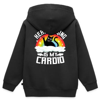 Headbanging Is My Cardio Cat Rainbow Heavy Metal - Kids Premium Organic Zip-up Hoodie - black - Back - AI Model Kid Male (0cm)