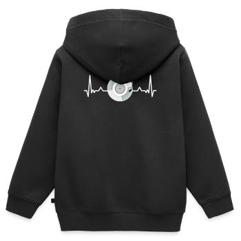 Disques vinyle à disques de disques cardiaques - Sweat Premium à capuche zippé enfant bio - noir - Dos - AI Model Kid Male (0cm)